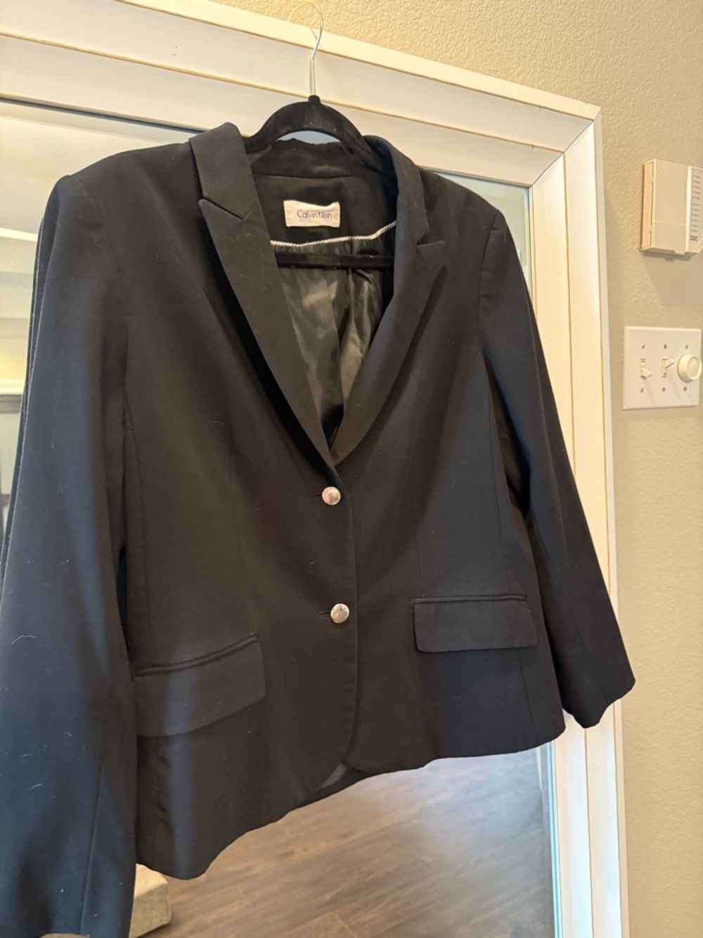 Calvin Klein Black Women's Blazer with Silver Buttons